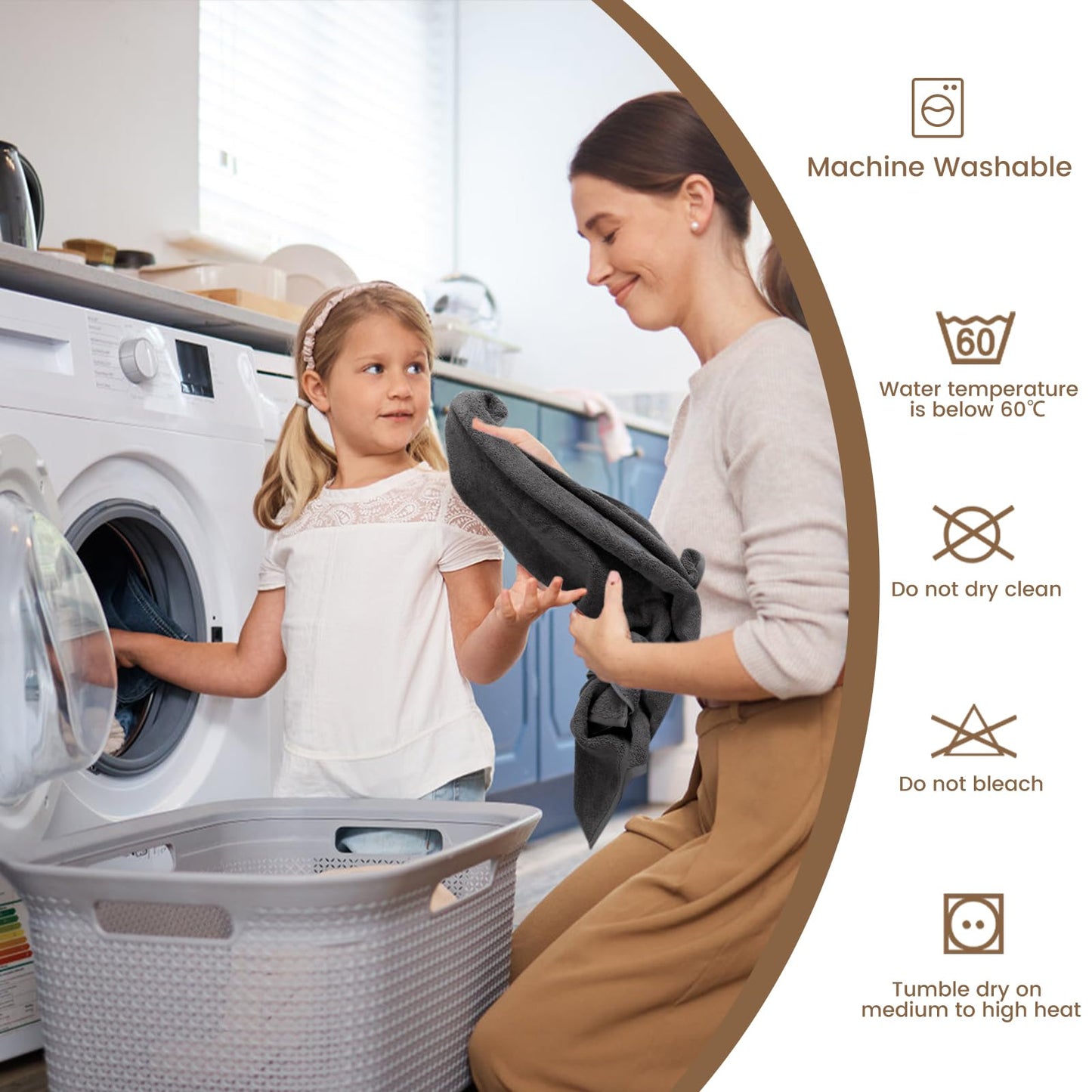 SEMAXE White Bath Towel for Bathroom, 100% Cotton Towel with Hanging Loop, Hotel & Spa Quality Soft Absorbent Towel, Gift Box Packaging, 1 Pc Bath Towel, 55" L x 27" W