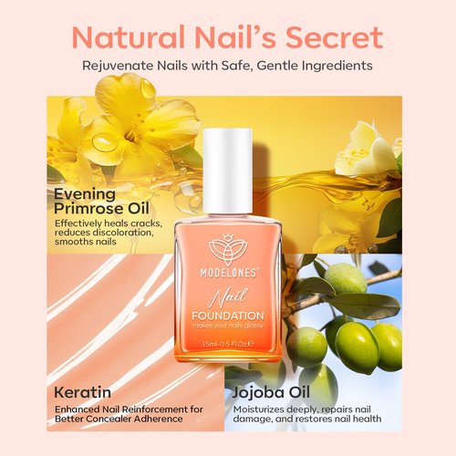 modelones Nail Strengthener Nude Nail Repair for Damaged Nails Strengthening Polish 15ml Nail Growth and Strengthener Natural Concealer Foundation Nail Care Gifts for Women