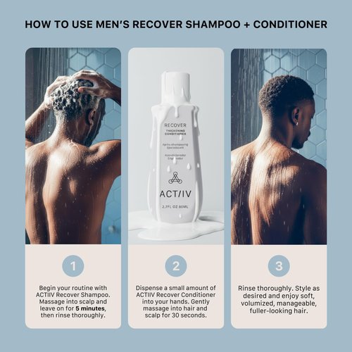 ACTIIV Recover Travel Duo For Men - Plant-Based Hair Care for Fuller, Healthier-Looking Hair | Color-Safe & Vegan