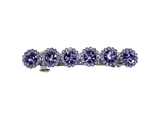 Faship Tanzanite Purple Rhinestone Crystal Floral Small Hair Barrette Clip