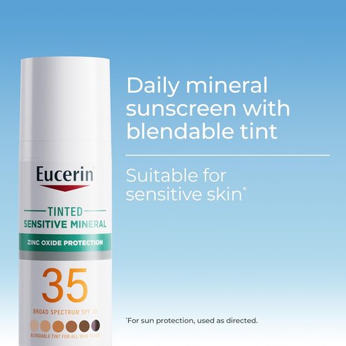 Eucerin Tinted Mineral Face Sunscreen Lotion SPF 35 - Non-Comedogenic Zinc Oxide Protection, 1.7 Fl Oz