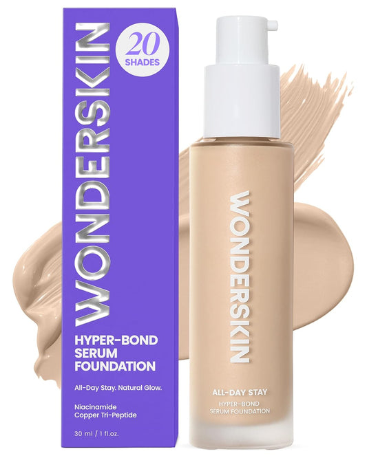 Wonderskin Hyper Bond Foundation Serum - Waterproof, Transfer-Proof 24HR Wear with Niacinamide & Hyaluronic Acid | Lightweight Natural Finish (Echo)