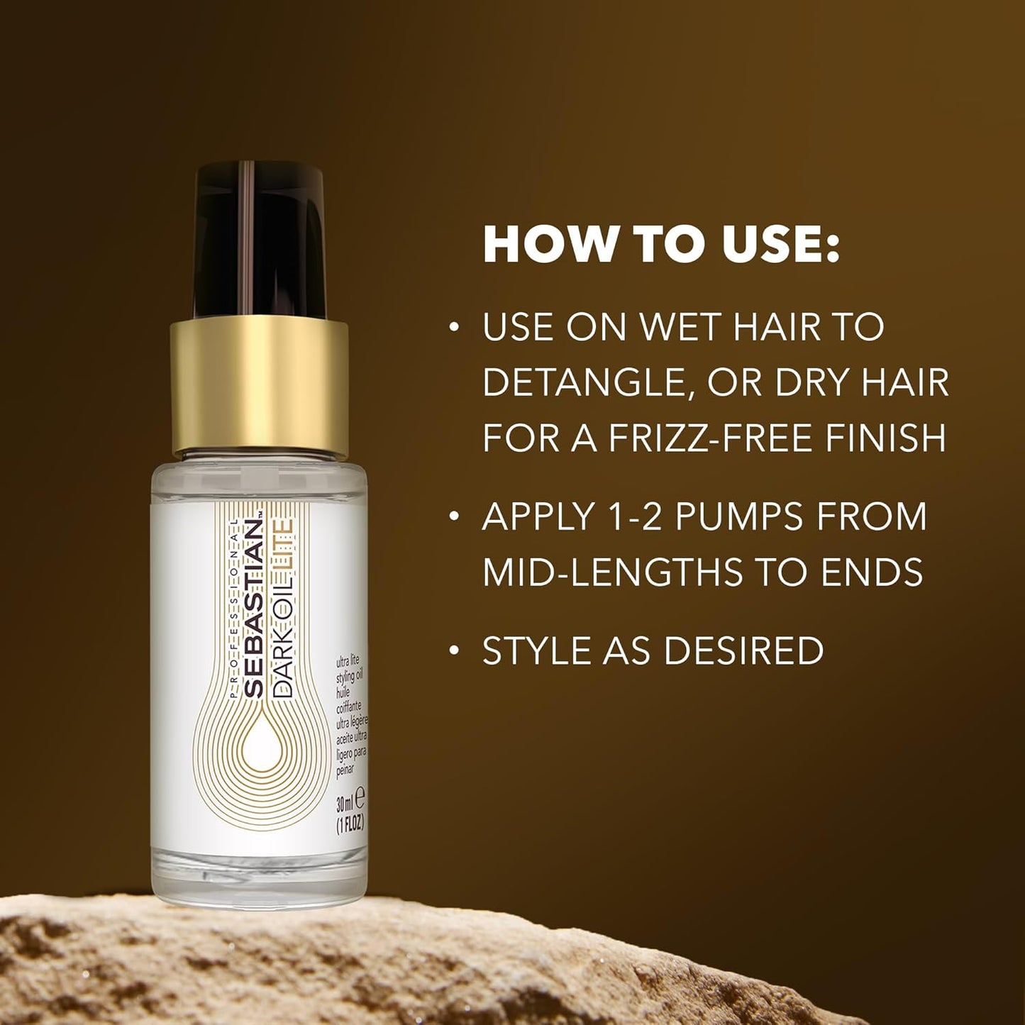 Sebastian Professional Dark Oil Lite - Ultra Light Styling Hair Oil | 1 Fl Oz for Effortless Shine