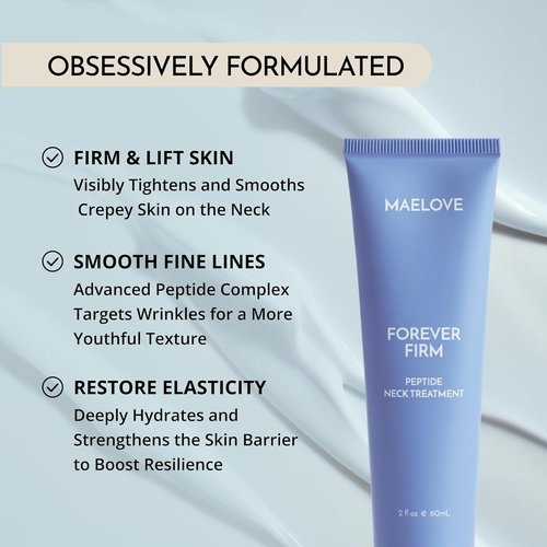 MAELOVE Forever Firm Neck Treatment - Peptide-Rich Cream for Firming & Hydration, Reduces Wrinkles