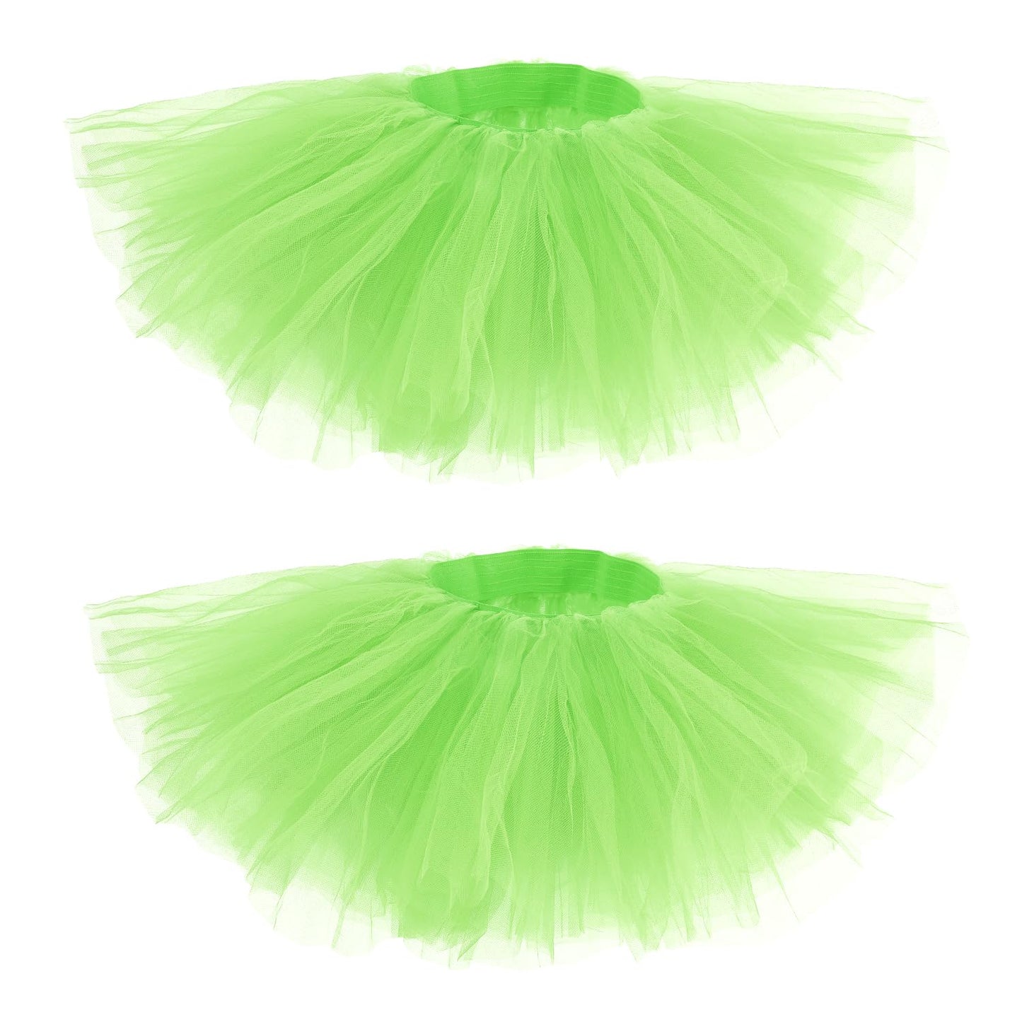 2pcs Tutu Skirts, 5 Layered Tulle Tutu Skirt Elastic Mini Tutu Skirt Layered Ballet Mesh Skirt Tutu Costume Tutu Dress for Women Dace Show Halloween Dress Up Party (Light Green)