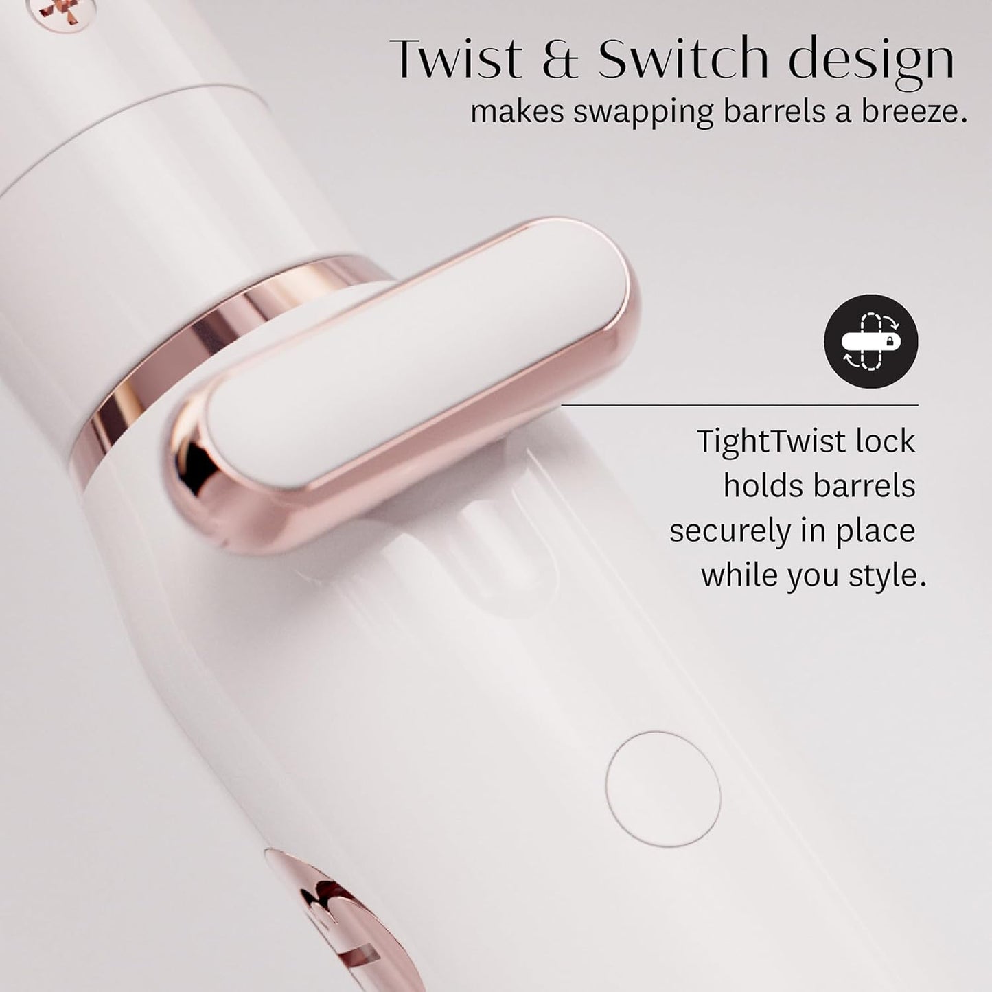 T3 Professional Ionic Curling Iron Switch Kit - 3 Interchangeable Barrels, 9 Heat Settings | White/Rose Gold