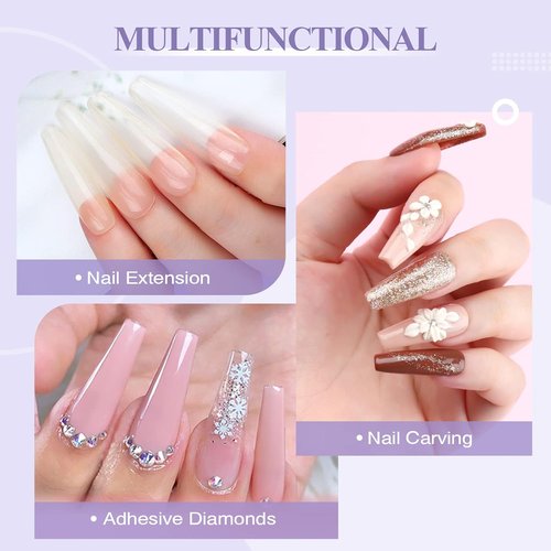 SAVILAND Acrylic Nail Kit for Beginners - Clear, White & Pink Powder, 1.7 fl oz Liquid, 100 Nail Forms