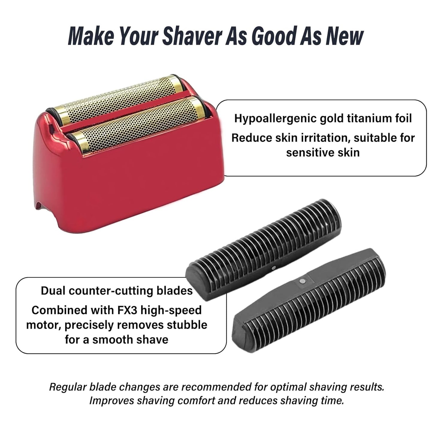 BaByliss Pro FX3 Foil Shaver Replacement Head - Red Foil with 2 Cutters for Professional Shaving