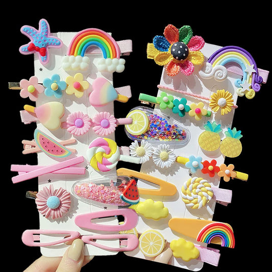 Hair Clips for Girls Toddler Hair Clips, 28Pcs Baby Hair Clips Cute Hair Accessories Candy Rainbow Flower Fruit Dessert Patterns Barrettes Hair Clip for Girls Women Kids Teens