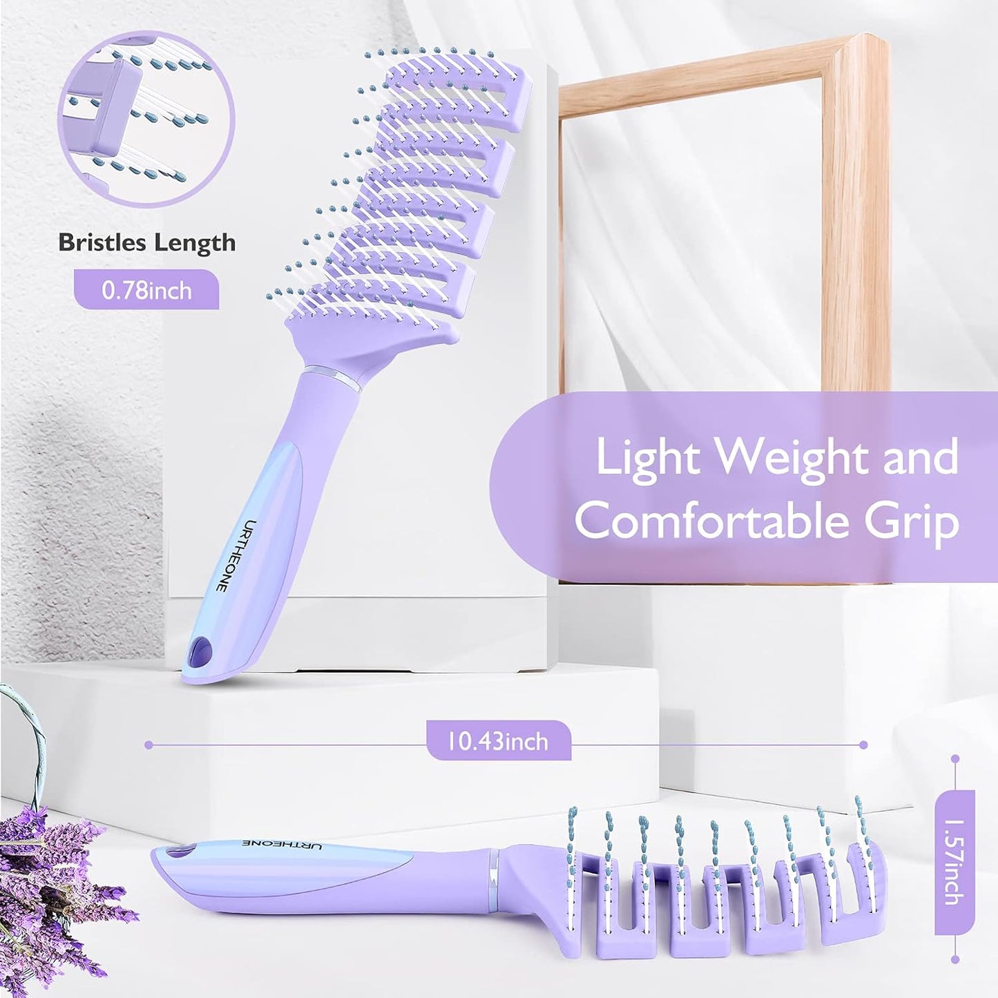 Skiennix Curved Vented Hair Brush - Professional Detangling for All Hair Types | Faster Blow Drying