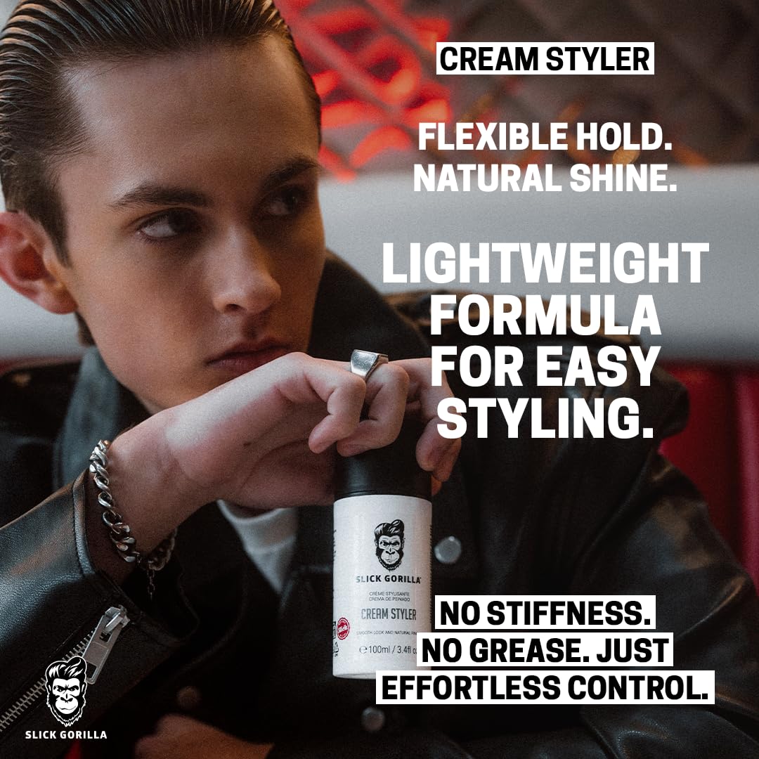 Slick Gorilla Hair Styling Cream - Lightweight Flexible Hold | Smooth Frizz Control | 3.38 fl oz