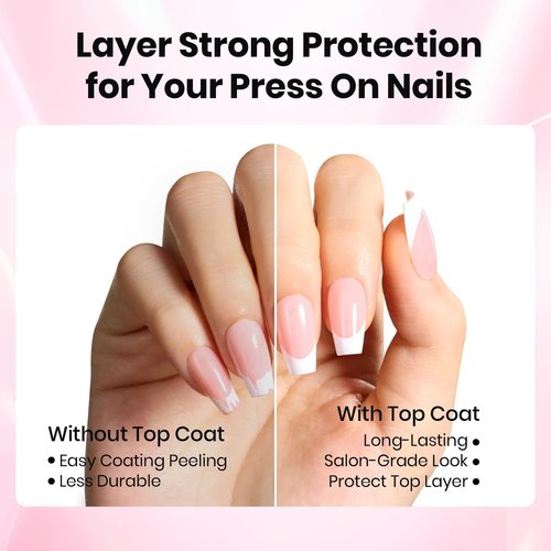 Beetles 3Pcs 15ml HEMA-Free Nail Glue Top Coat & Base Gel Set, TPO Free No Wipe Top Coat Base Nail Glue Gel for False Nails, Shine Effect Long Lasting Nail Extension DIY Salon Home, U V Light Required