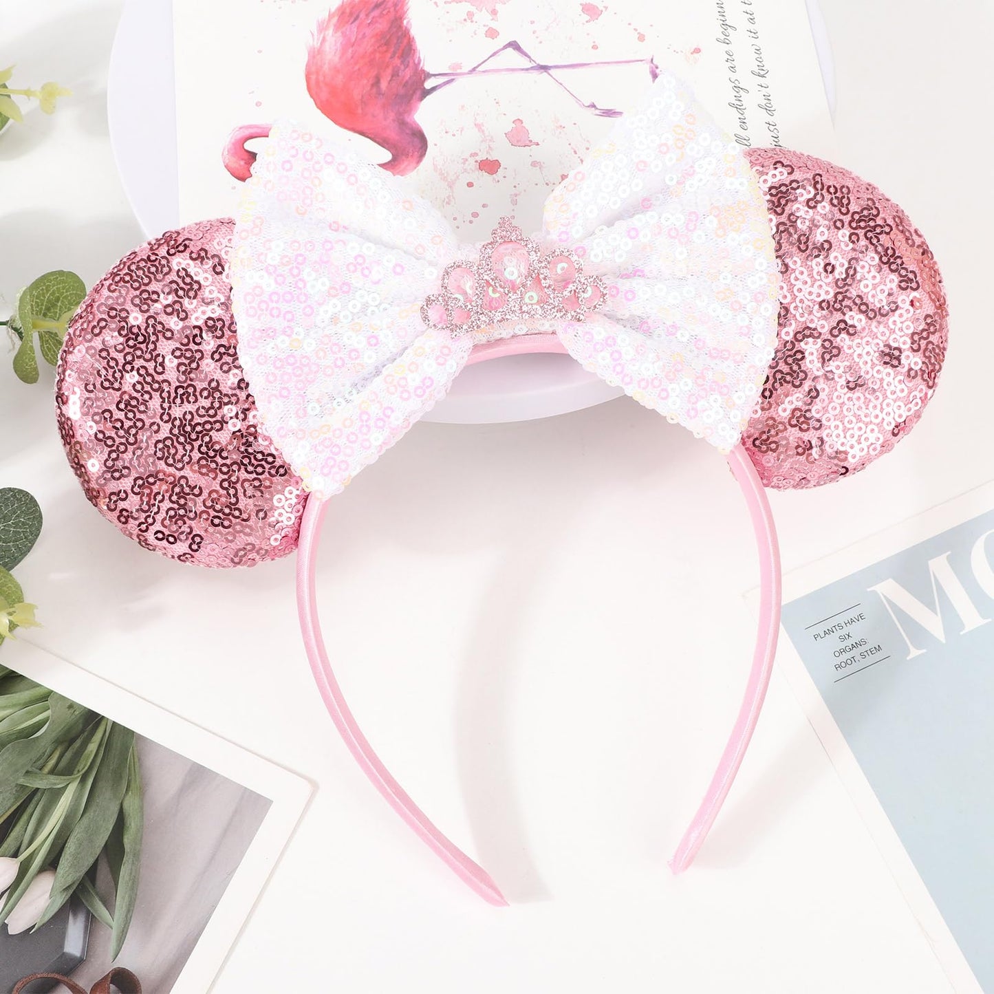 AQOKKA 1 Pcs Mouse Ears Headbands with Bow for Birthday Party, Hair Hoop Party Decoration Cosplay Costume Hair Accessories for Women & Girls