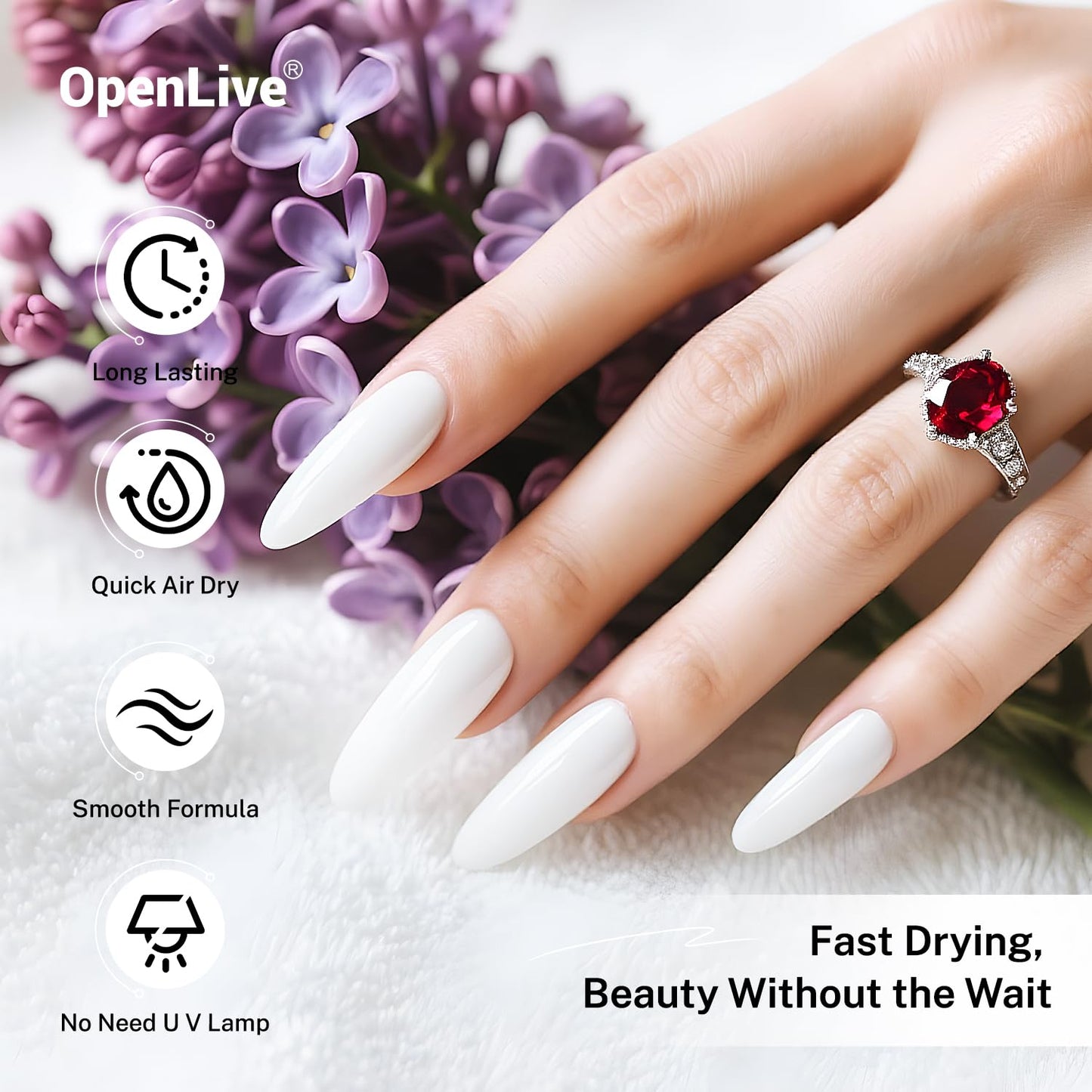 Skiennix 16.5ml White Nail Polish - Quick Drying, Long Lasting Color for DIY Home Manicure