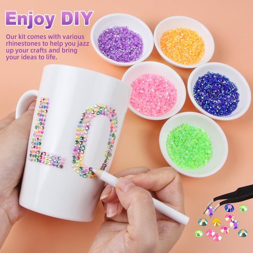 38000Pcs 32 Colors Resin Jelly Gems for Bedazzling, 3mm Flatback Rhinestones for Crafts, with 3 Bottles B7000 Glue for Clothes, Shoes, Nails, Jewelry Making