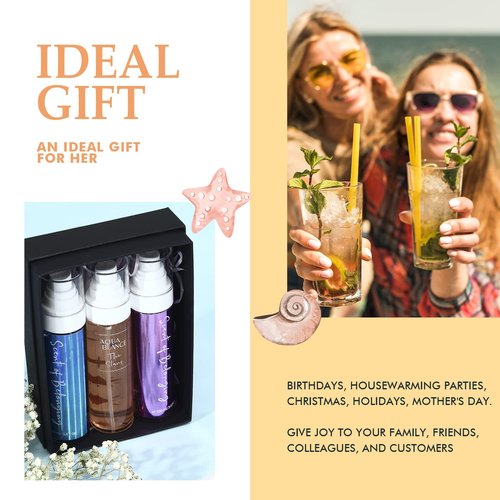 AQUA BLANCE Body Spray for Women, Fragrance Mist Gift Set, Pack of 3, Each 3.4 Fl Oz, Total 10.2 Fl Oz, Cherry Blossoms, Stars, Night