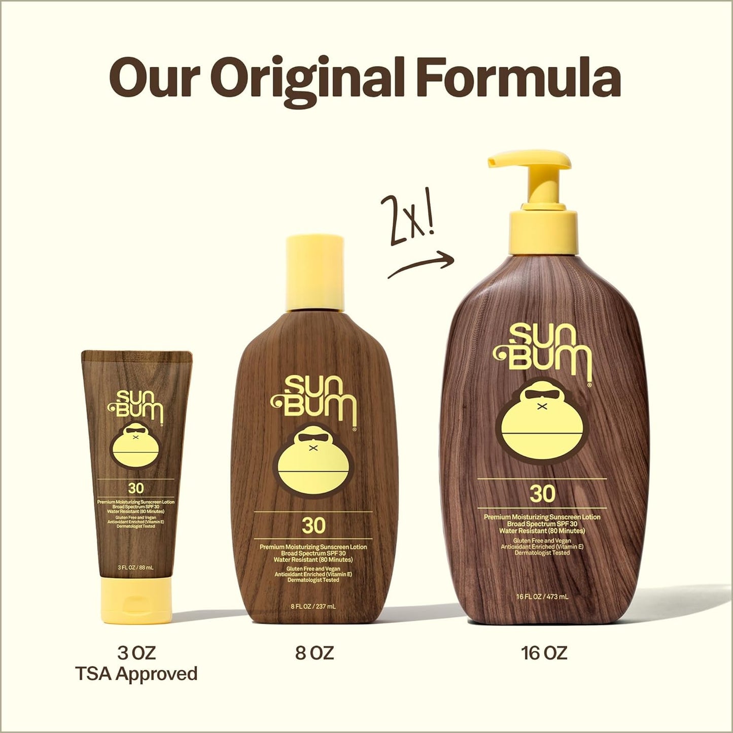 Sun Bum Original SPF 30 Sunscreen Body Lotion - Moisturizing Broad Spectrum Protection with Vitamin E - Travel Size 3 oz