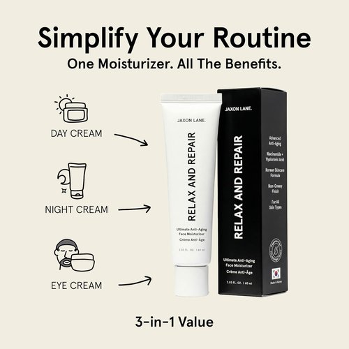JAXON LANE Relax And Repair Anti-Aging Face Moisturizer for Men - Night Cream with Niacinamide & Hyaluronic Acid