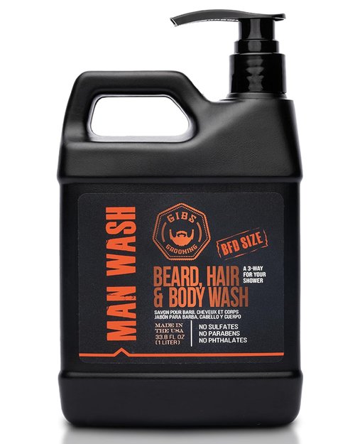 GIBS Grooming - 3-in-1 Man Wash Soap - Citrus Oak Basil Scent | Sulfate-Free, Tea Tree & Hemp Oil