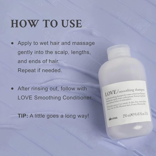 Davines LOVE Smoothing Shampoo - Anti-Frizz Gentle Cleansing for Wavy Hair | Travel Size 2.54 Fl Oz