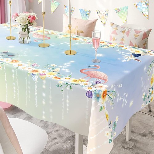 Cheerland Floral Tablecloth - 9x5 Ft Fabric for Tea Party & Spring Celebrations | Alice in Wonderland Theme