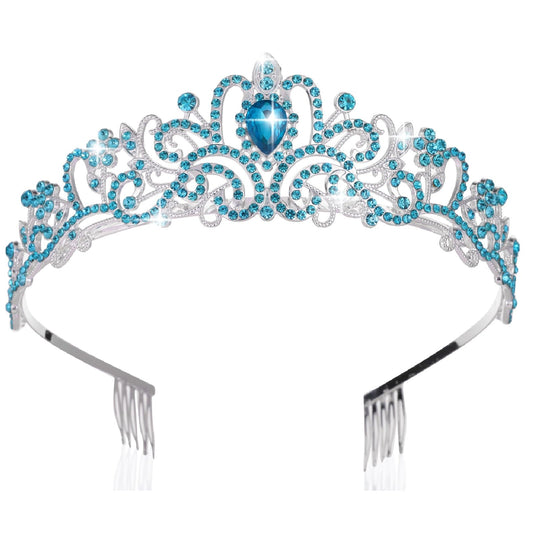 Kamirola - Crystal Tiara Crowns For Women Princess Elegant Crown with Combs Women's Headbands Bridal Wedding Prom Birthday Party Headbands for Women (Light Blue)