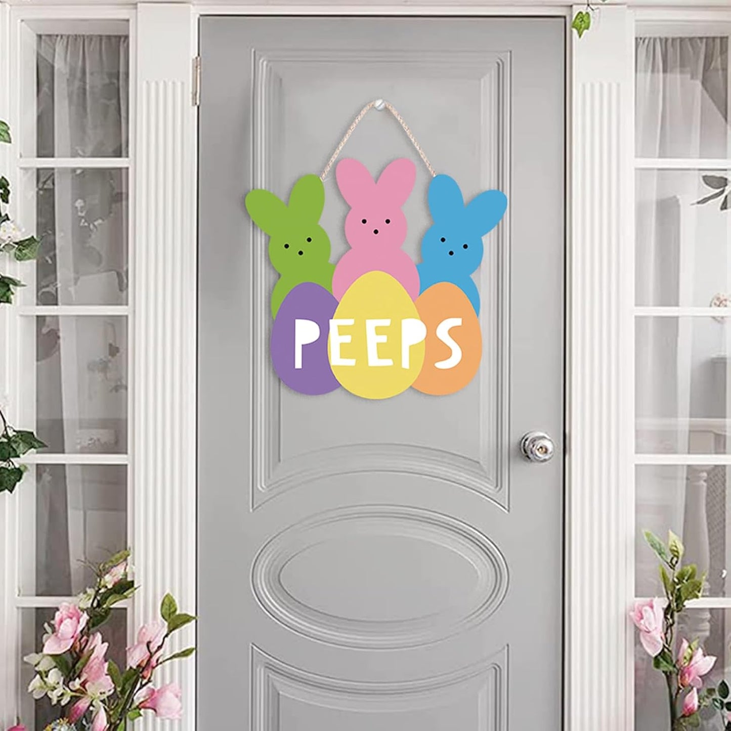 Skiennix Easter Wreath - Cute Bunny Welcome Sign for Front Door | Farmhouse Decor