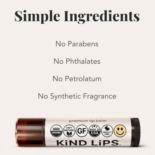 Kind Lips Organic Lip Balm Variety Pack - Moisturizing Beeswax Balm for Dry, Cracked Lips | Gift Set of 3