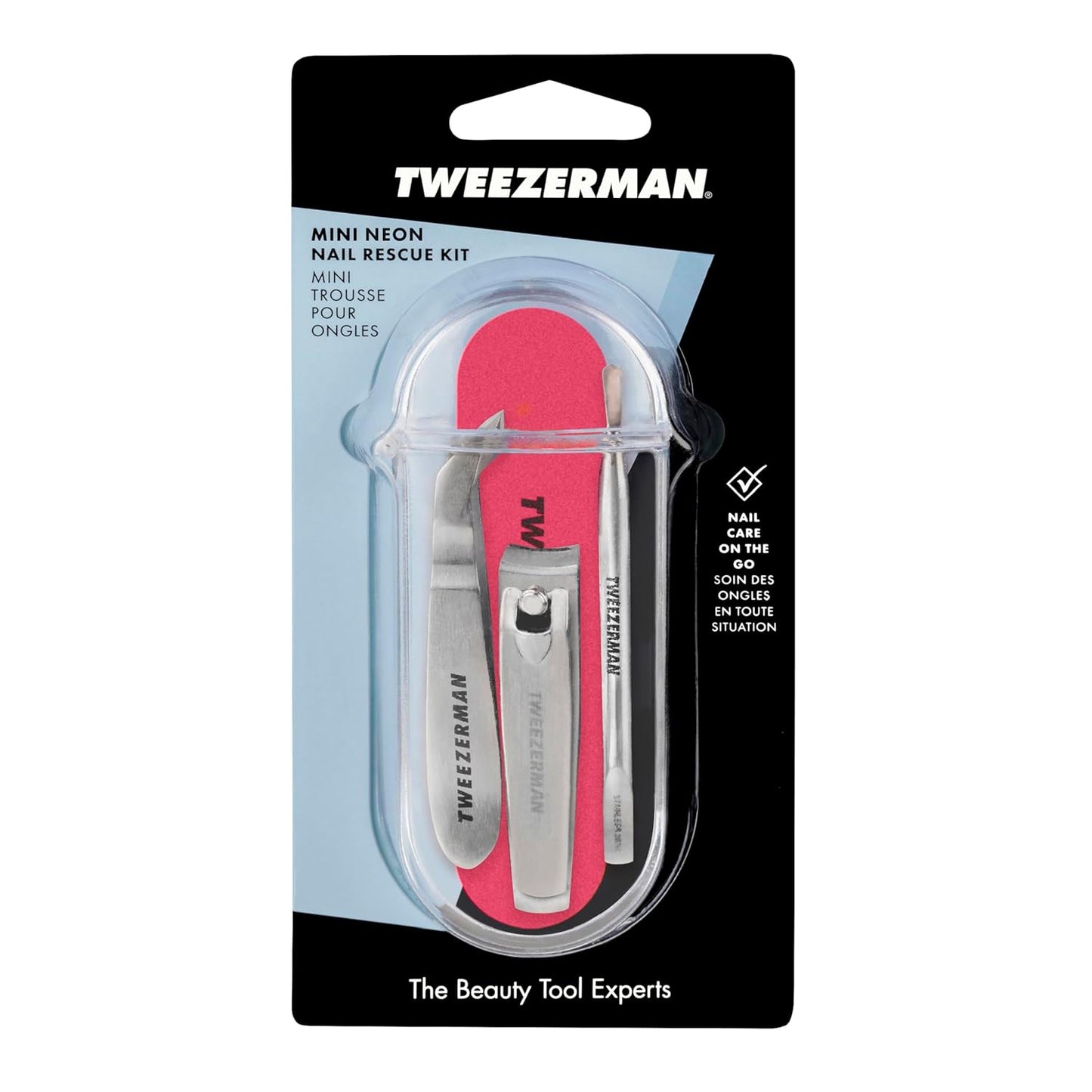 Tweezerman Mini Neon Nail Rescue Kit - Essential Tools for Perfect Nails | Compact & Stylish
