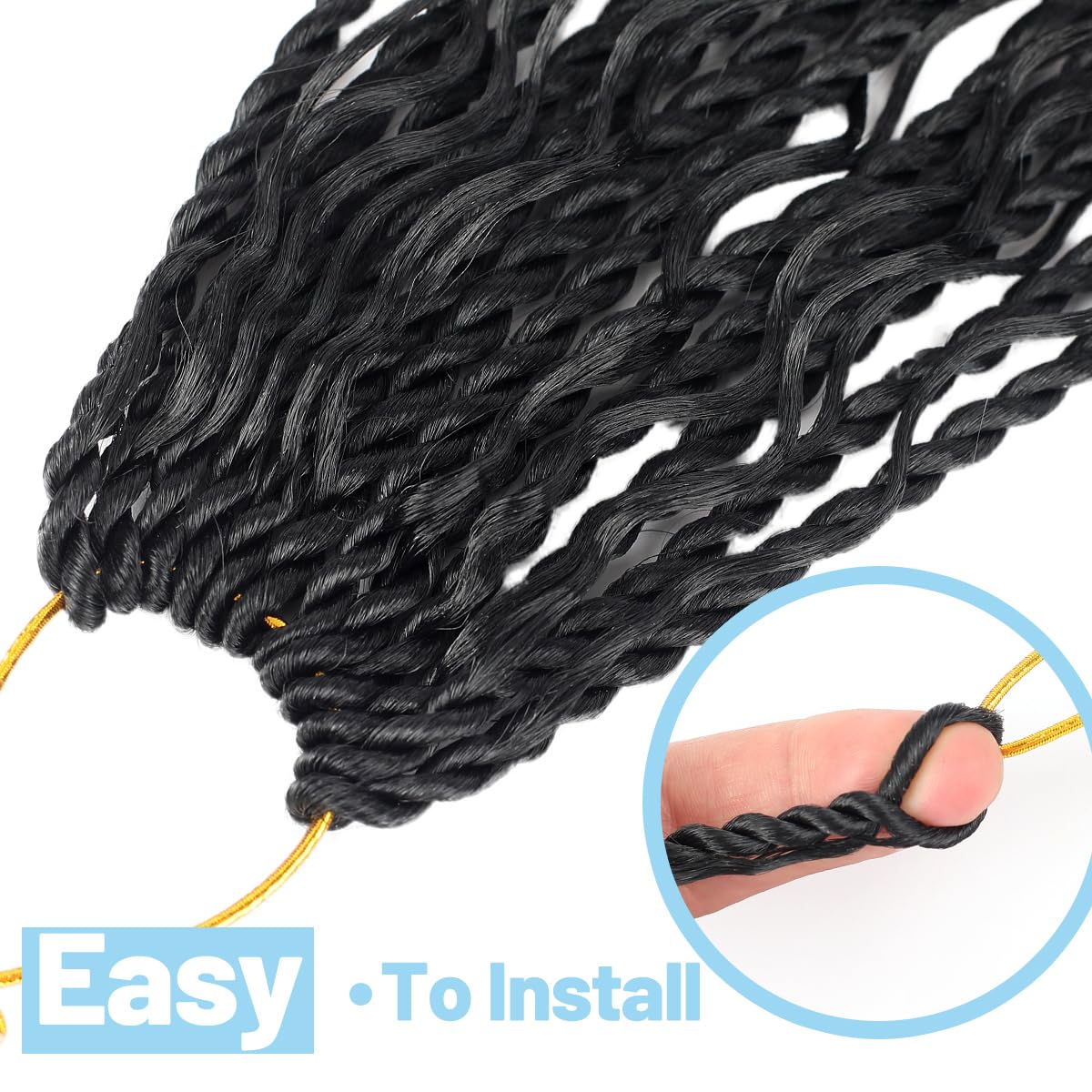 Senegalese Twist Crochet Hair with Curly Ends 18 Inch Natural Black Boho Island Twist Crochet Braids Boho Goddess Twist Crochet Hair for Black Women(9Packs, 1B)