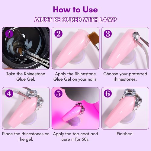 Makartt Rhinestone Glue for Nails, 15ml Clear Nail Gem Adhesive with Brush Kit for 3D DIY Decorations, Super Strong Bling Gel for Jewelry Diamonds