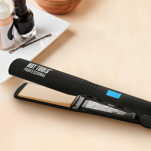 Hot Tools Pro Artist Nano Ceramic Flat Iron - Wide Plate for Faster Styling (1.25 Inch)