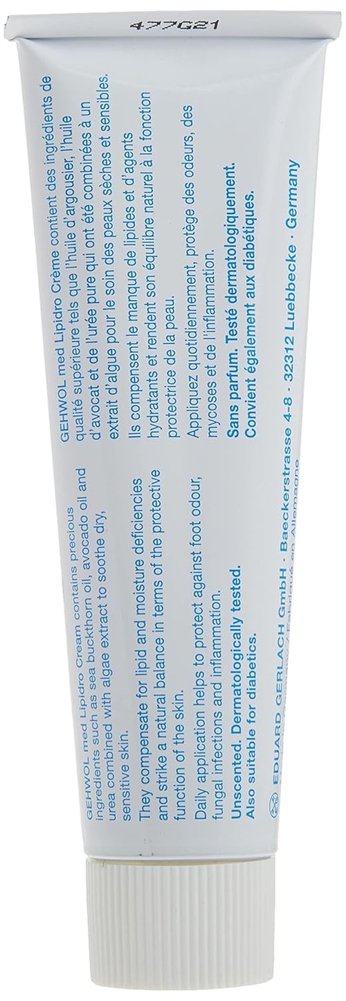 Gehwol Med Lipidro Cream - Hydrating Skin Moisturizer for Unisex | 2.6 Fl Oz Tube
