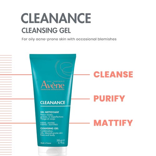 Avène Cleanance Cleansing Gel - Soap-Free Acne Cleanser for Oily Skin | Face & Body, Alcohol-Free