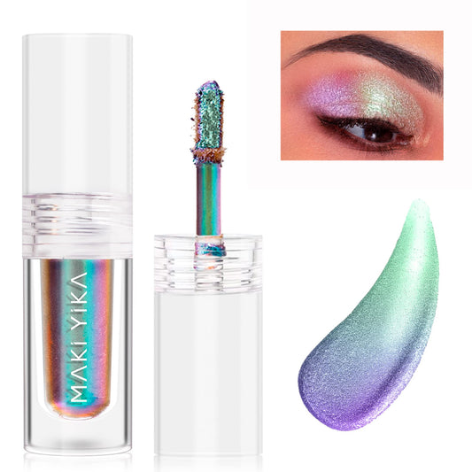 MAKI YIKA Glitter Liquid Eyeshadow, Chameleon Metallic Eyeshadow MultiColor Shifting, Highly Pigmented, Long Lasting With No Creasing Multichrome Holographic Eye Looks (#6 Aurora)