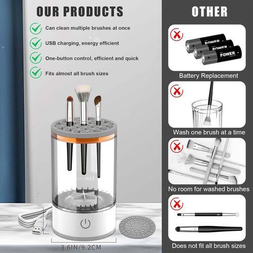 Beauty Swirl Cosmetic Brush Cleaner, The Cozy Luna Brush Cleaner, Beautyswirl Cosmetic Brush Cleaner, Automatic Electric Makeup Brush Cleaner for All Brush (Plug-in type)