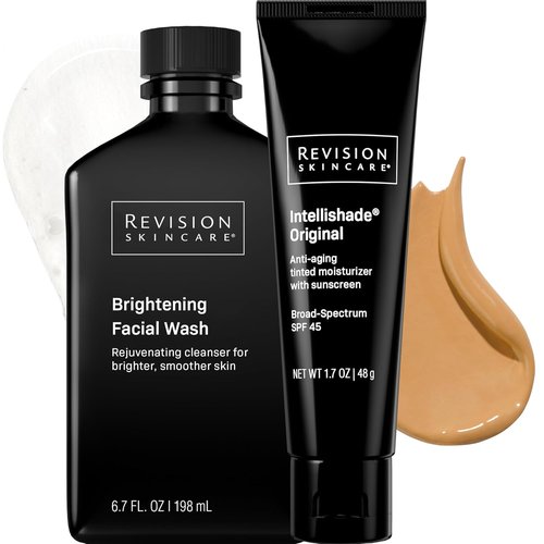 Revision Skincare Intellishade® Original SPF 45 Tinted Moisturizer & Brightening Facial Wash Bundle - 1.7oz & 6.7oz for Radiant Skin