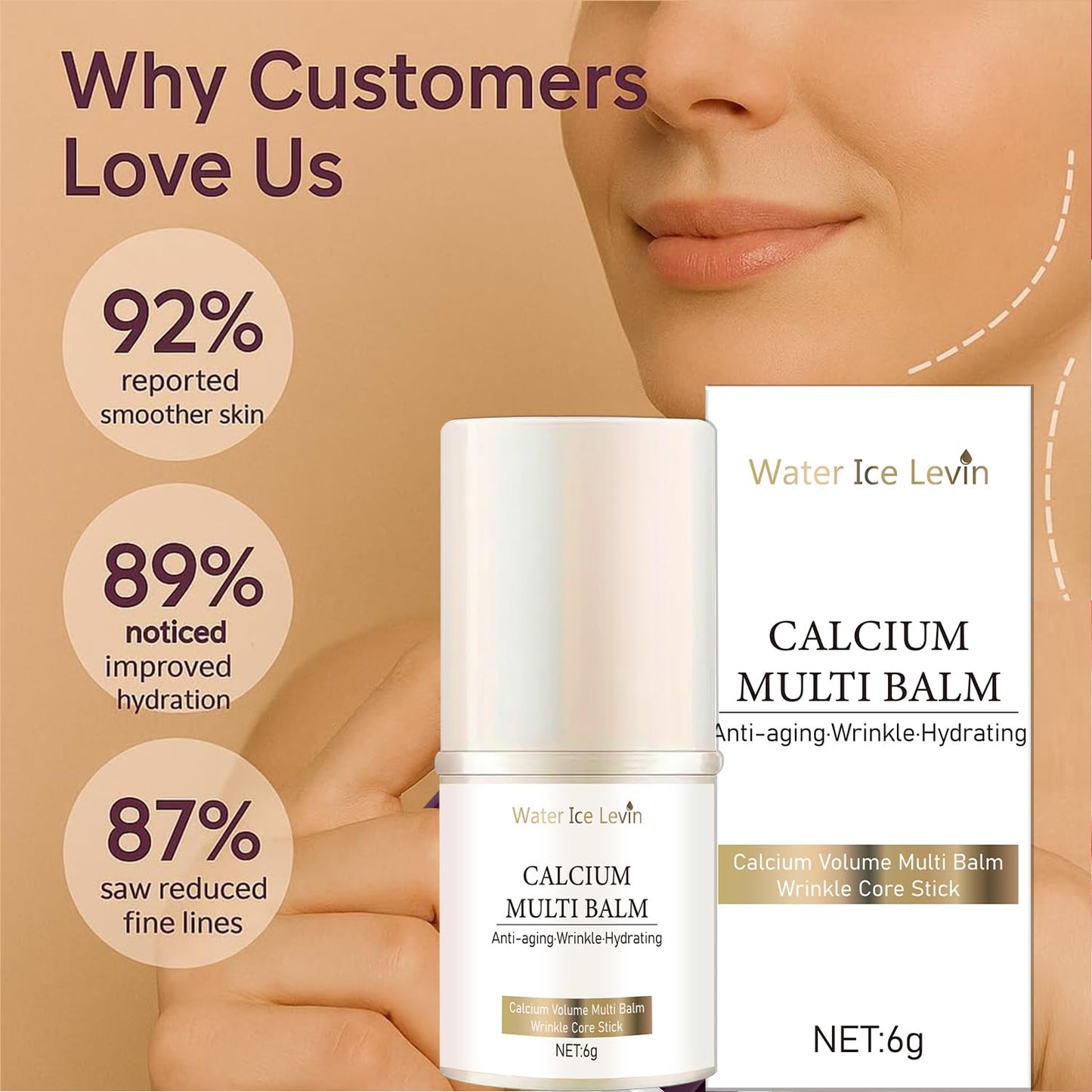Water Ice Levin Calcium Multi Balm - Anti-Aging & Hydrating Wrinkle Removal Stick | 2PCS Set