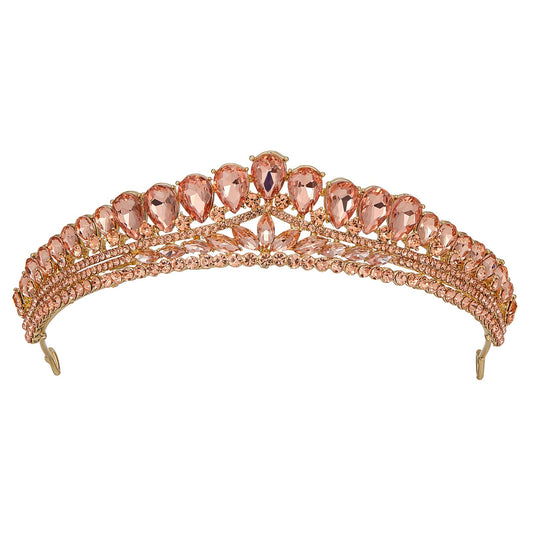 AW BRIDAL Tiaras for Women - Wedding Tiaras for Bride Princess Crowns for Girls Pageant Prom Birthday Headband, Pink - Rose