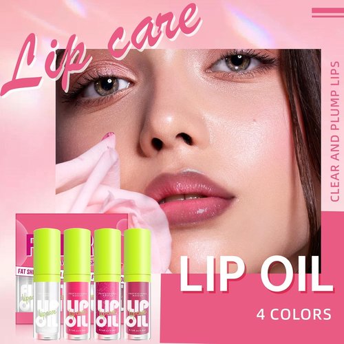 HOSAILY Hydrating Lip Oil & Liner Set - Plumping Gloss with Big Brush Head | 4 Colors Available