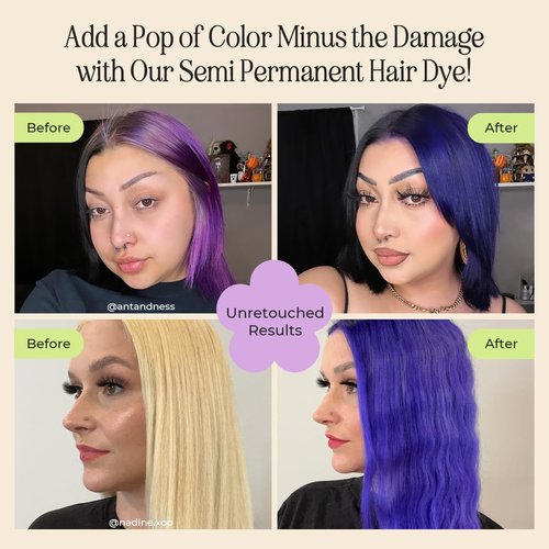 INH Semi Permanent Hair Color - Amethyst Dark Purple Tint | Vegan, No Bleach, 6oz Conditioner