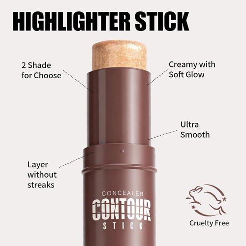 Regine Switzerland Highlighter Stick - Sheer Glow Cream for Radiant Skin | Blendable, Long-Lasting, All Skin Tones (01 Pearl Shimmer)