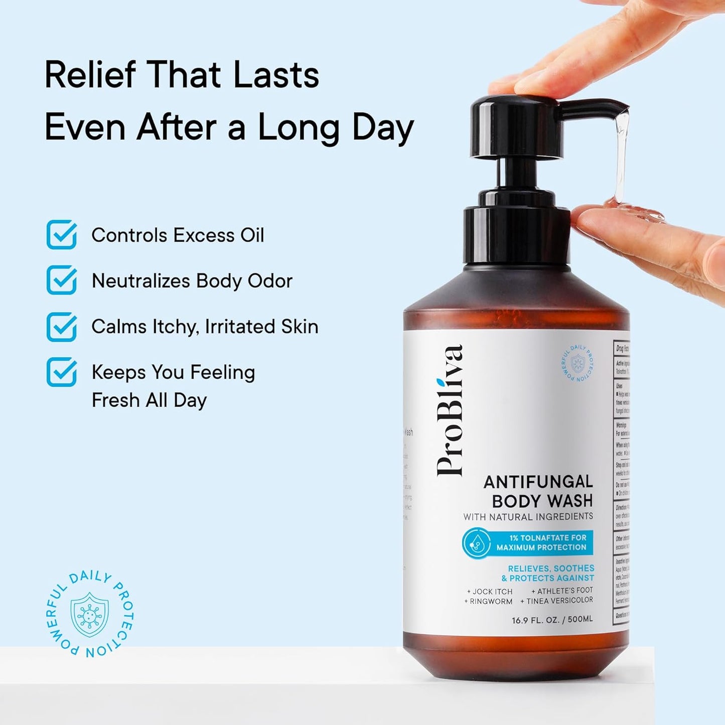 Skiennix Antifungal Body Wash - Medicated Treatment for Jock Itch, Ringworm & Foot Odor | Tea Tree Oil Gel