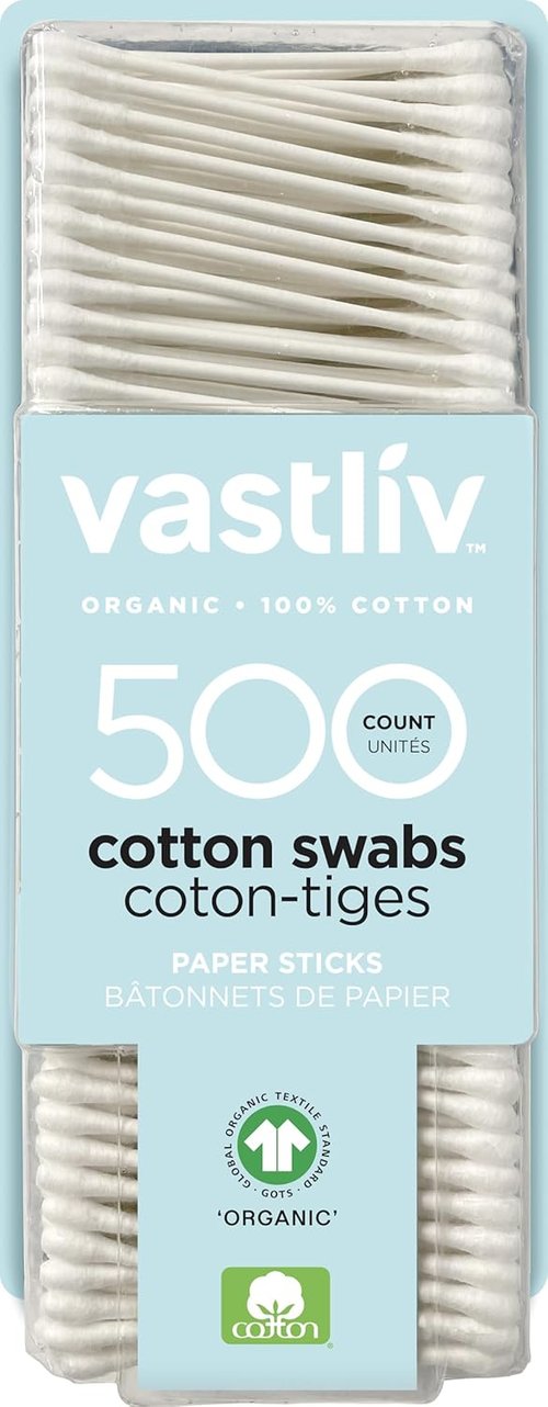 Organic Cotton Swabs by [Brand Name] - 100% Pure Natural Cotton, Hypoallergenic & Soft | 500 Count