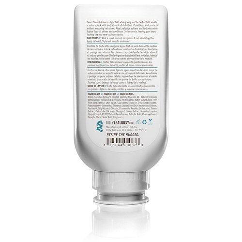 Billy Jealousy Beard Control Leave-In Conditioner - Softens Hair & Skin with Aloe & Jojoba Oil | Light Hold, Matte Finish