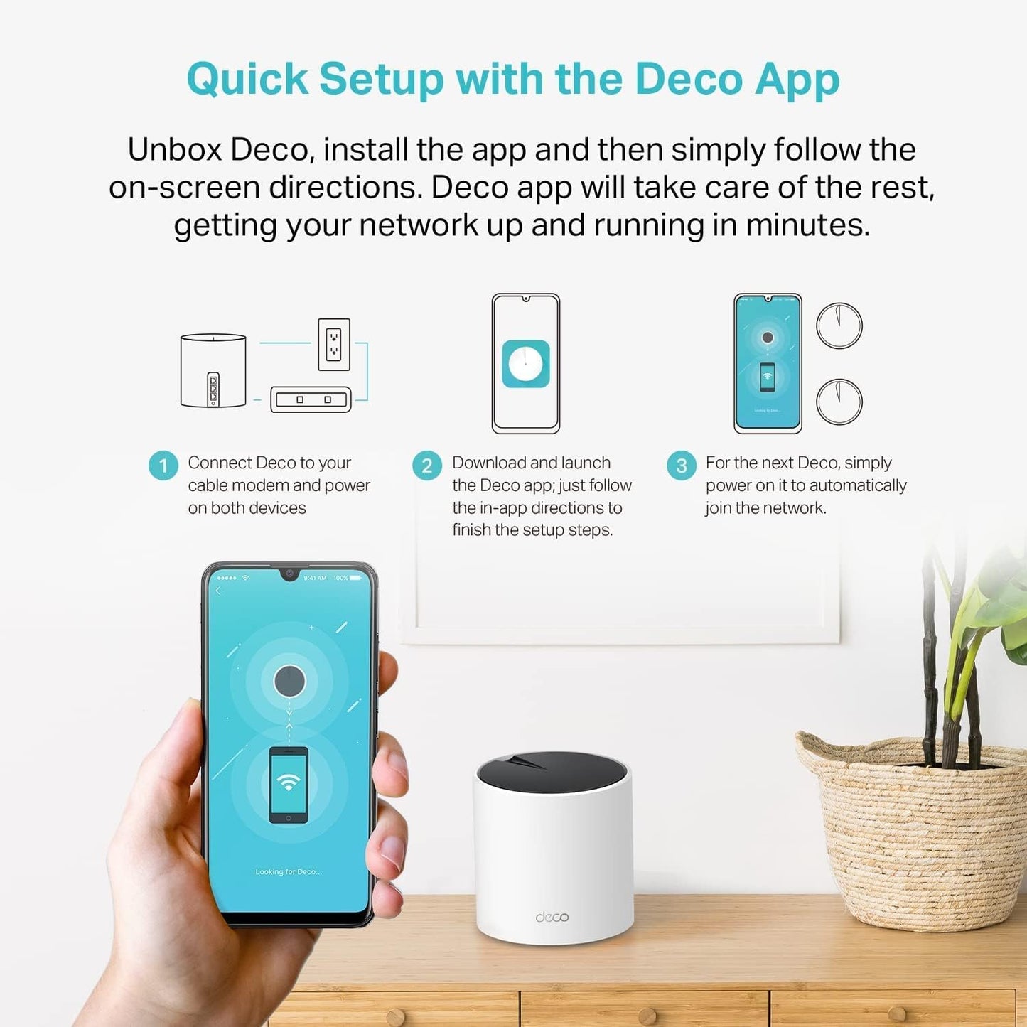 TP-Link Deco X55 WiFi 6 Mesh System - Covers 6,500 Sq.Ft | 3-Pack with Gigabit Ports & Ethernet Backhaul