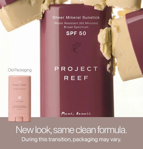 Project Reef SPF 50 Mineral Sunscreen Stick - Compact, Vegan & Ocean-Friendly, Water-Resistant, 0.5 oz