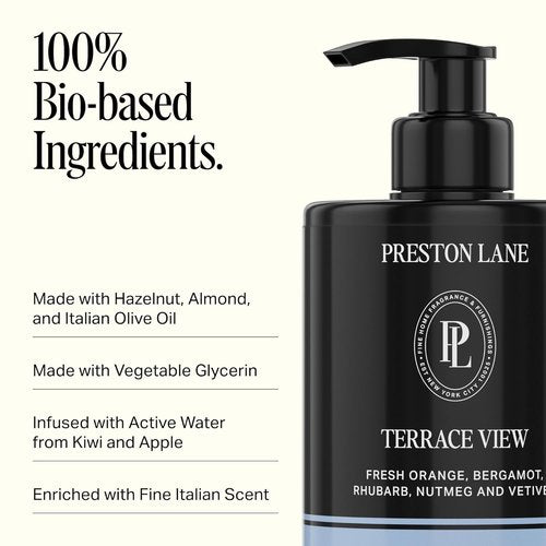 Preston Lane Luxury Hand Wash - Terrace View Scent | Hydrating Formula with Organic Oils & Kiwi Extract