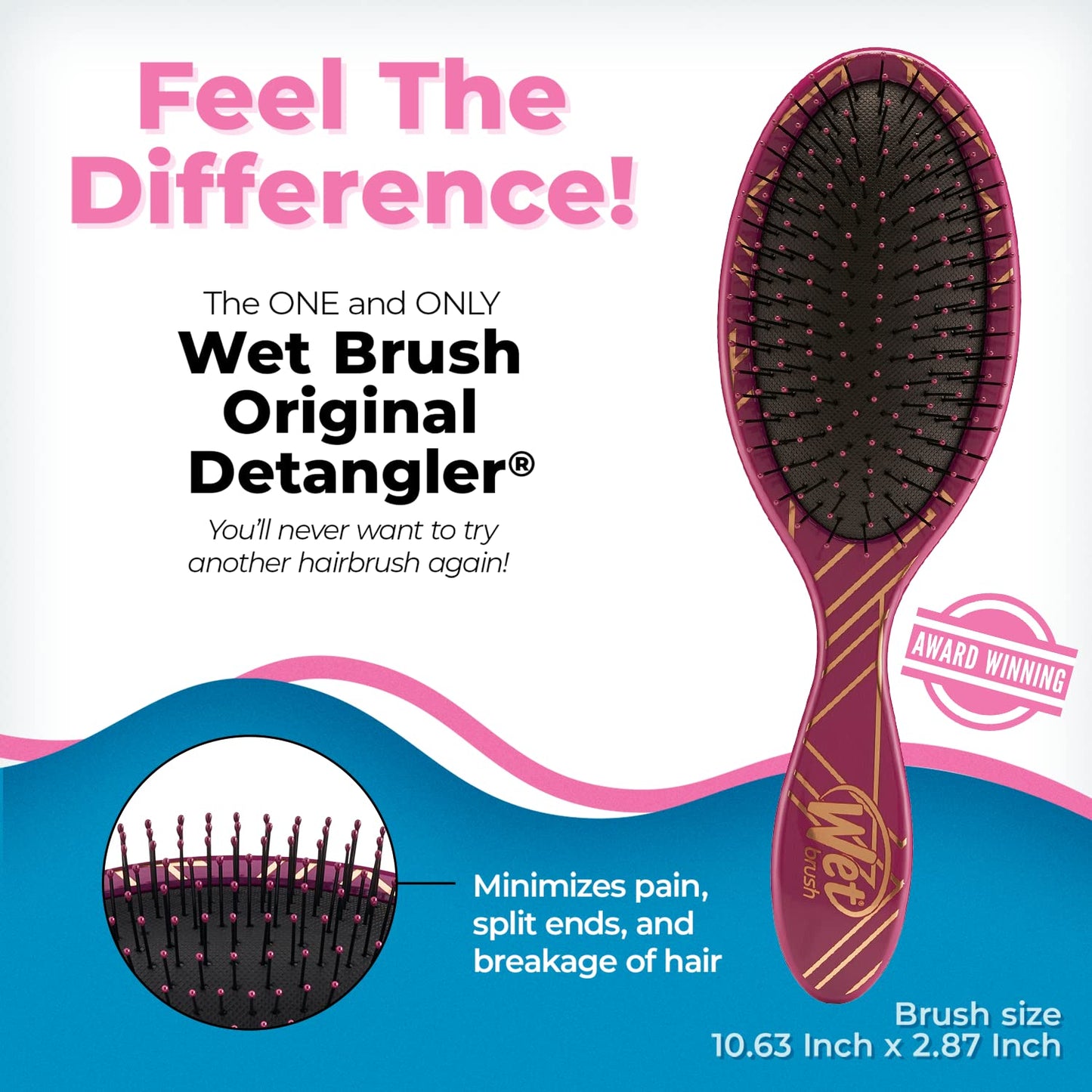 Wet Brush Original Detangler Brush - Free Spirit, Sangria - All Hair Types - Ultra-Soft IntelliFlex Bristles Glide Through Tangles with Ease - Pain-Free Comb for Men, Women, Boys and Girls
