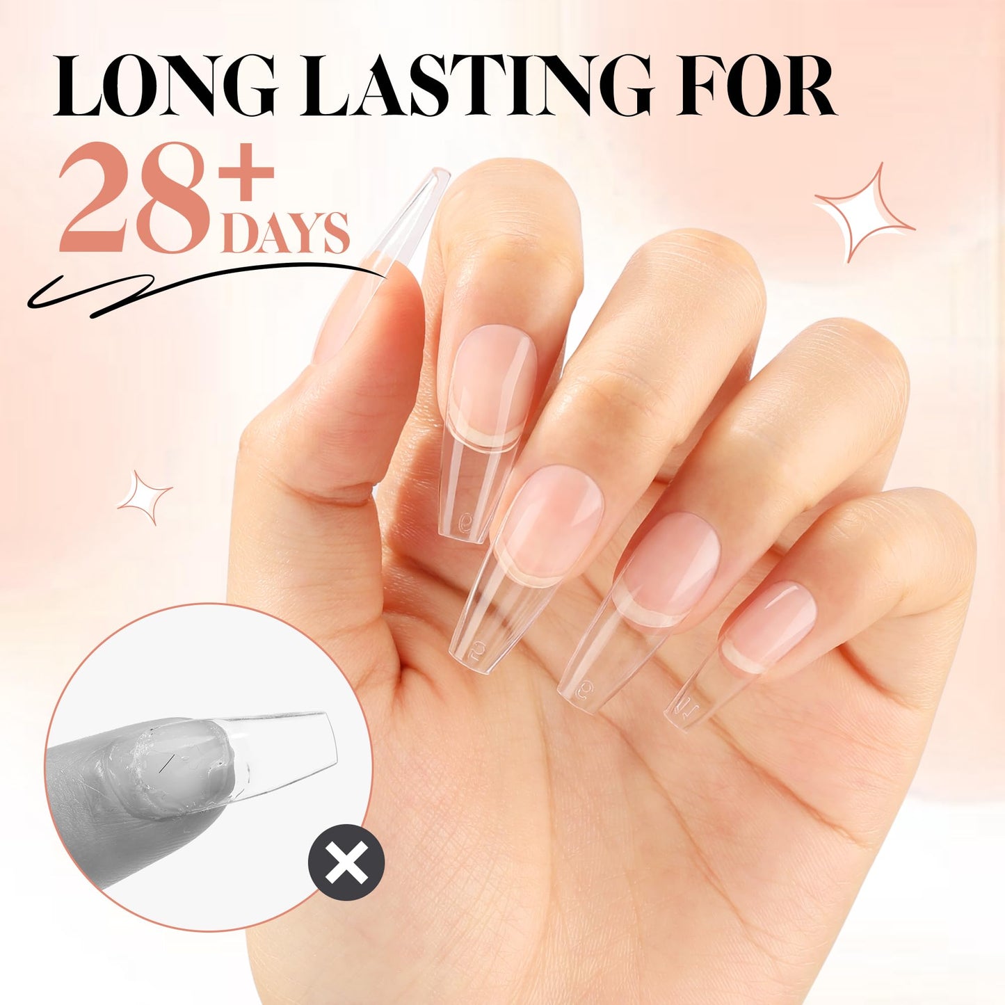 UNA GELLA Nail Tips 504pcs Full Cover Half Matte Fake Nails
